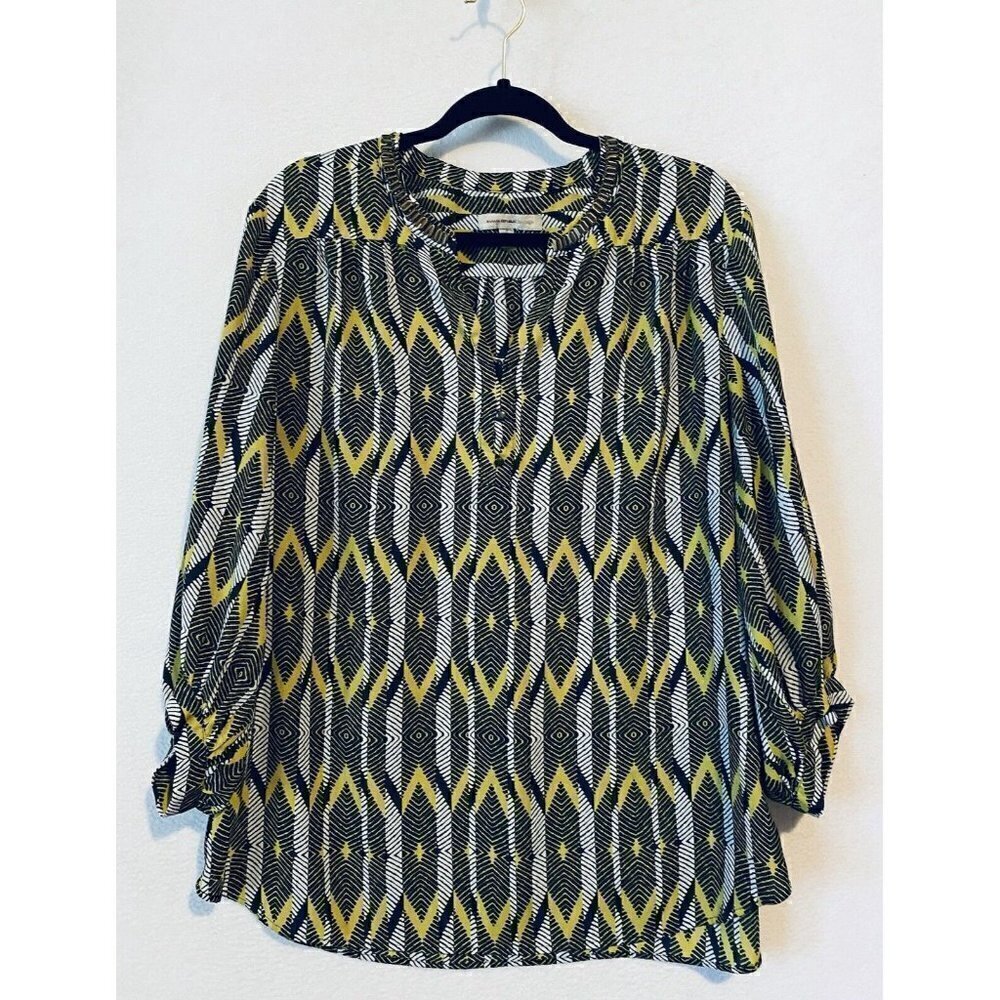 Banana Republic Heritage Top Womens XL Geometric Print Embellished Artsy Boho